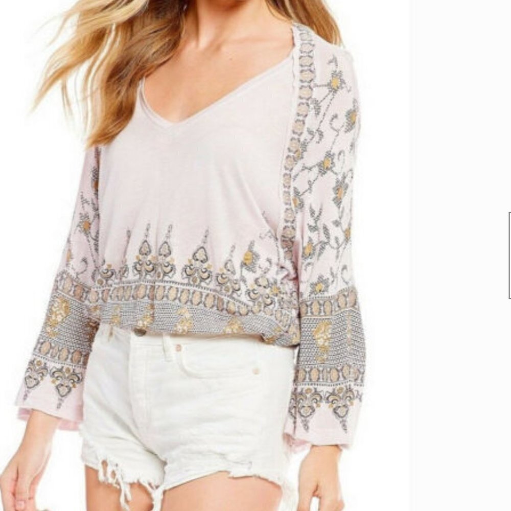 [Free People] Lilac Medallion Printed Dolman Long Sleeve Top